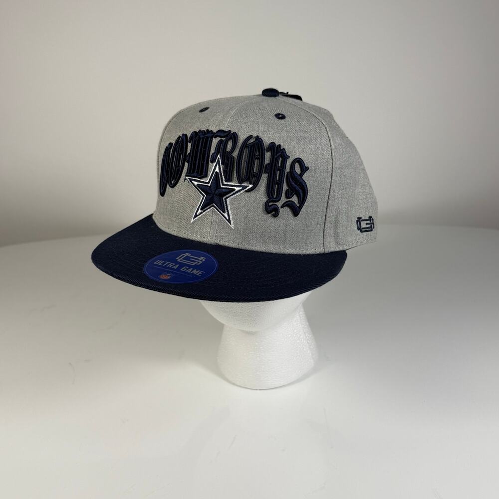 Ultra Game NFL Dallas Cowboys Old English Lettering Gray and Navy‎ Snapback Hat